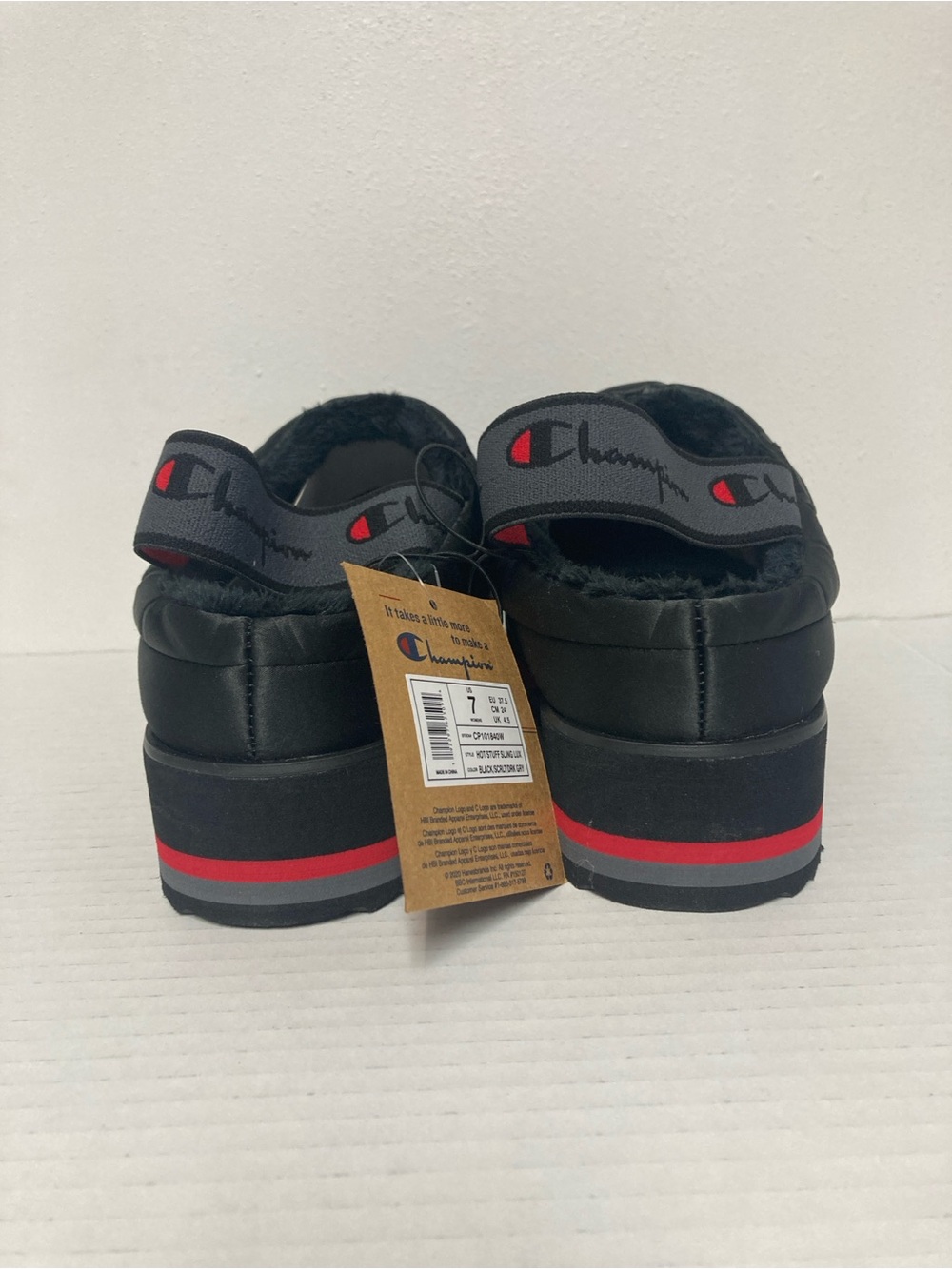 Champion Hot Stuff Platform Slippers Women’s Size 7 Lux Black Slingback - Picture 7 of 13